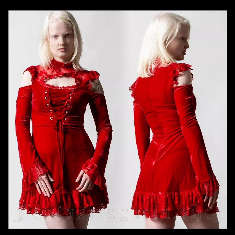 KILLSTAR Blood Vow Crimson Lace Dress ❤️